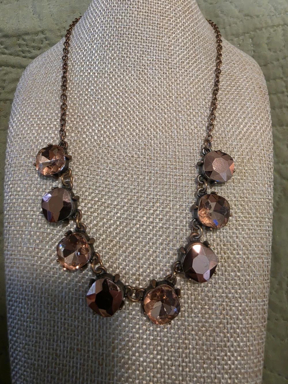 Crystal Statement Necklace in Copper Color.